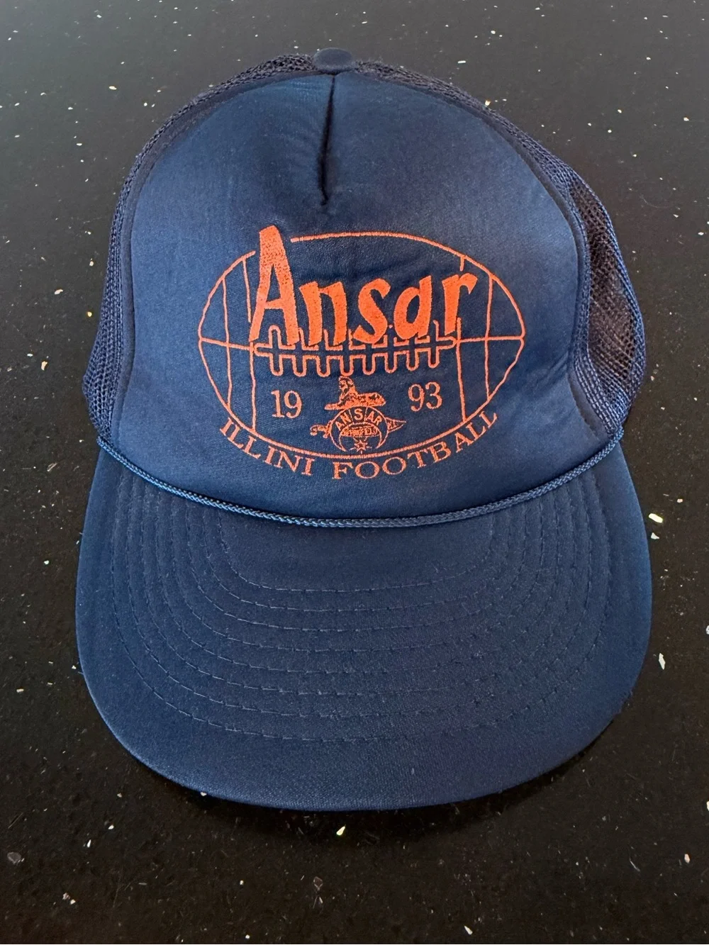 Vintage Ansar Illini Football Trucker Hat - Navy with Orange Logo 1993